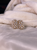 Gold-plated Xuping crystal cluster stud earrings featuring sparkling clear stones in an elegant statement design.